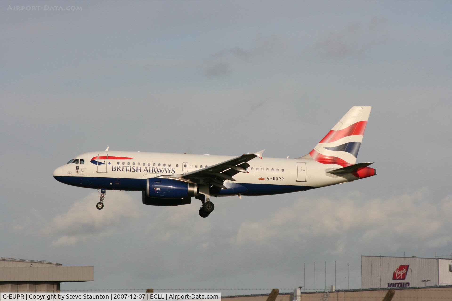 G-EUPR, 2000 Airbus A319-131 C/N 1329, Taken at Heathrow Airport 07 December 2007