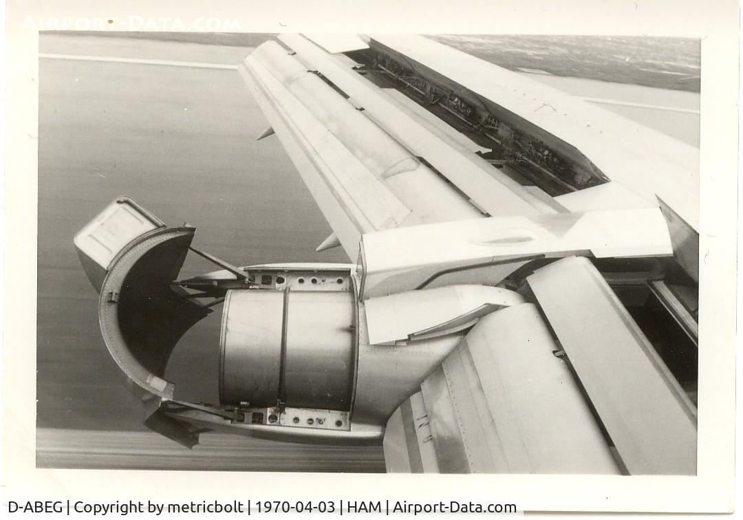 D-ABEG, 1968 Boeing 737-130 C/N 19018, Reversers deployed,