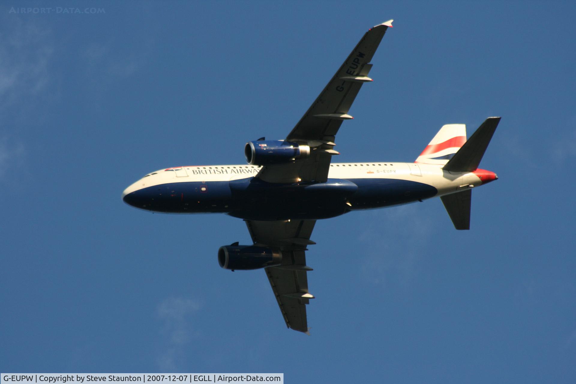 G-EUPW, 2001 Airbus A319-131 C/N 1440, Taken at Heathrow Airport 07 December 2007