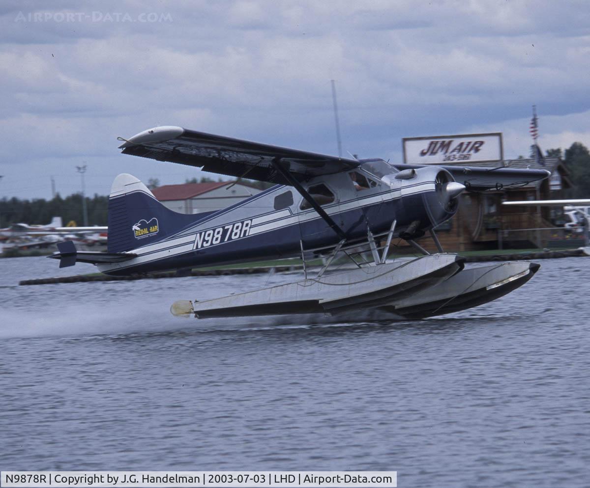 N9878R, 1956 De Havilland Canada DHC-2 MK. I(L20A) C/N 1135, Take off at Lake Hood Seaplane Base
