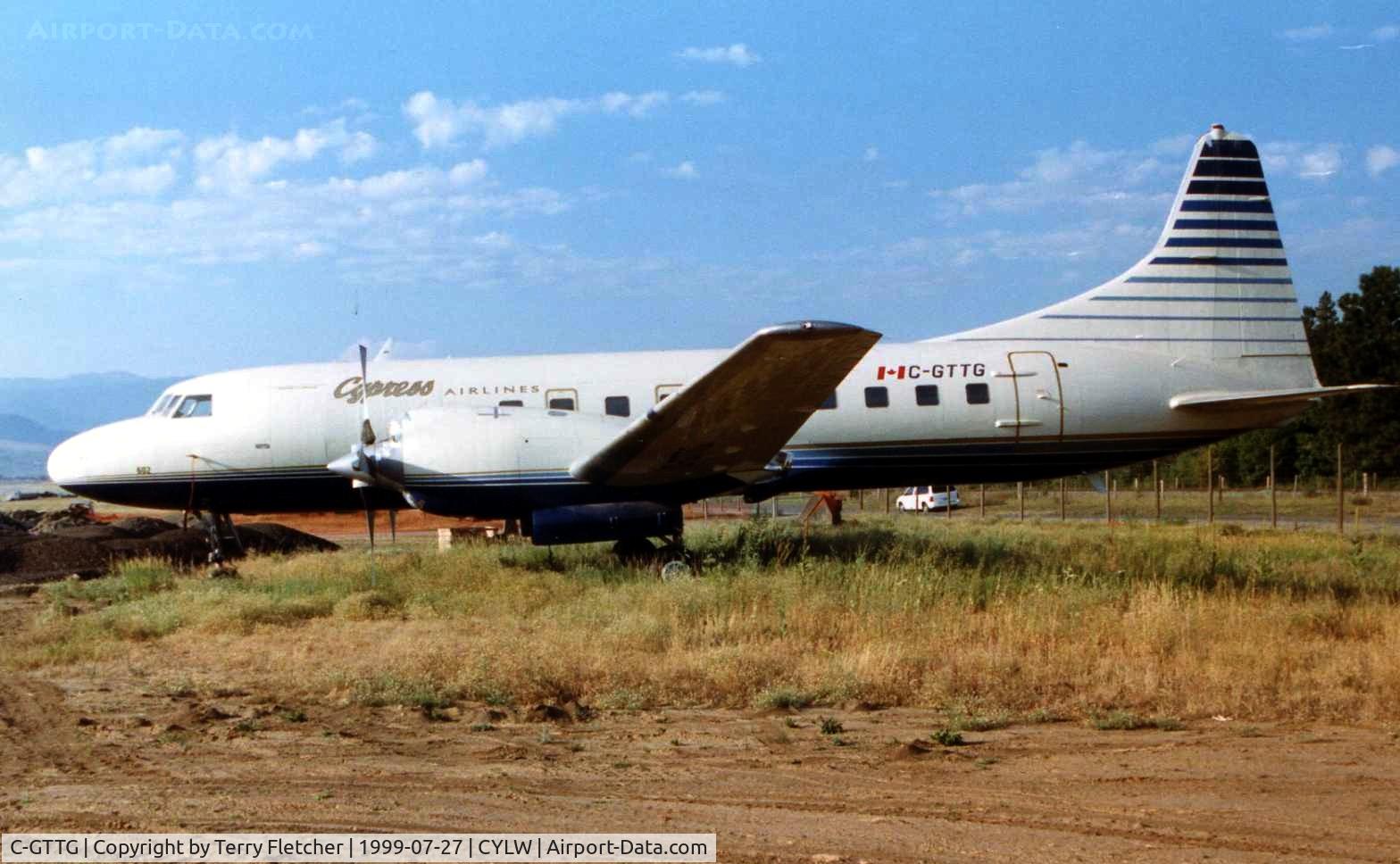 C-GTTG, 1958 Convair 440 Metropolitan C/N 508, These marks were previously worn by Cypress Airlines converted CV580 cn 580 seen here at Kelowna in 1998