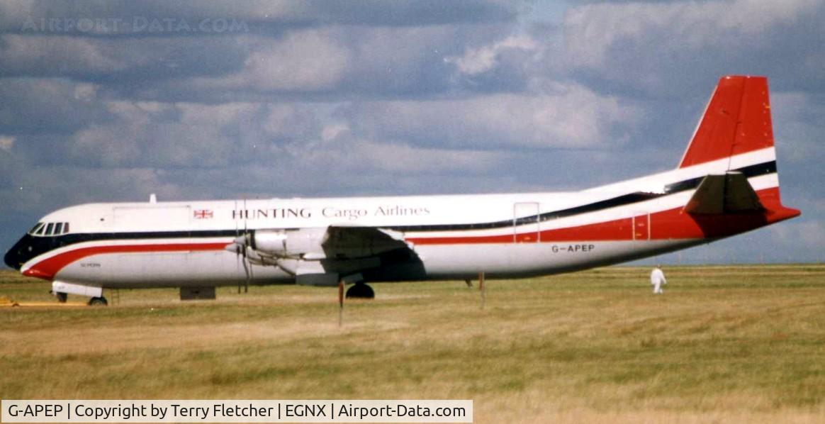 G-APEP, 1961 Vickers Vanguard 953 C/N 719, Air Bridge Vanguard at East Midlands