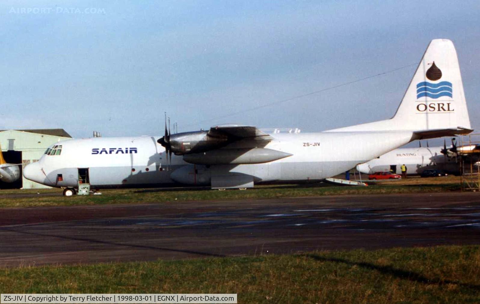 ZS-JIV, 1976 Lockheed L-100-30 Hercules (L-382G) C/N 382-4673, Ex Safair Hercules at East Midlands  in 1998