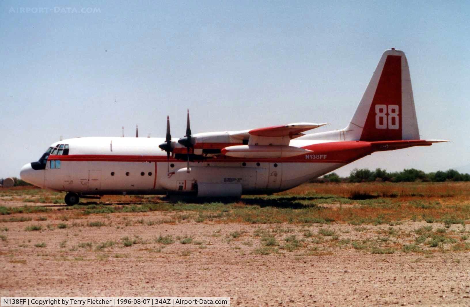 N138FF, 1958 Lockheed C-130A Hercules C/N 182-3227, on T&G ramp at Chandler Memorial in 1996