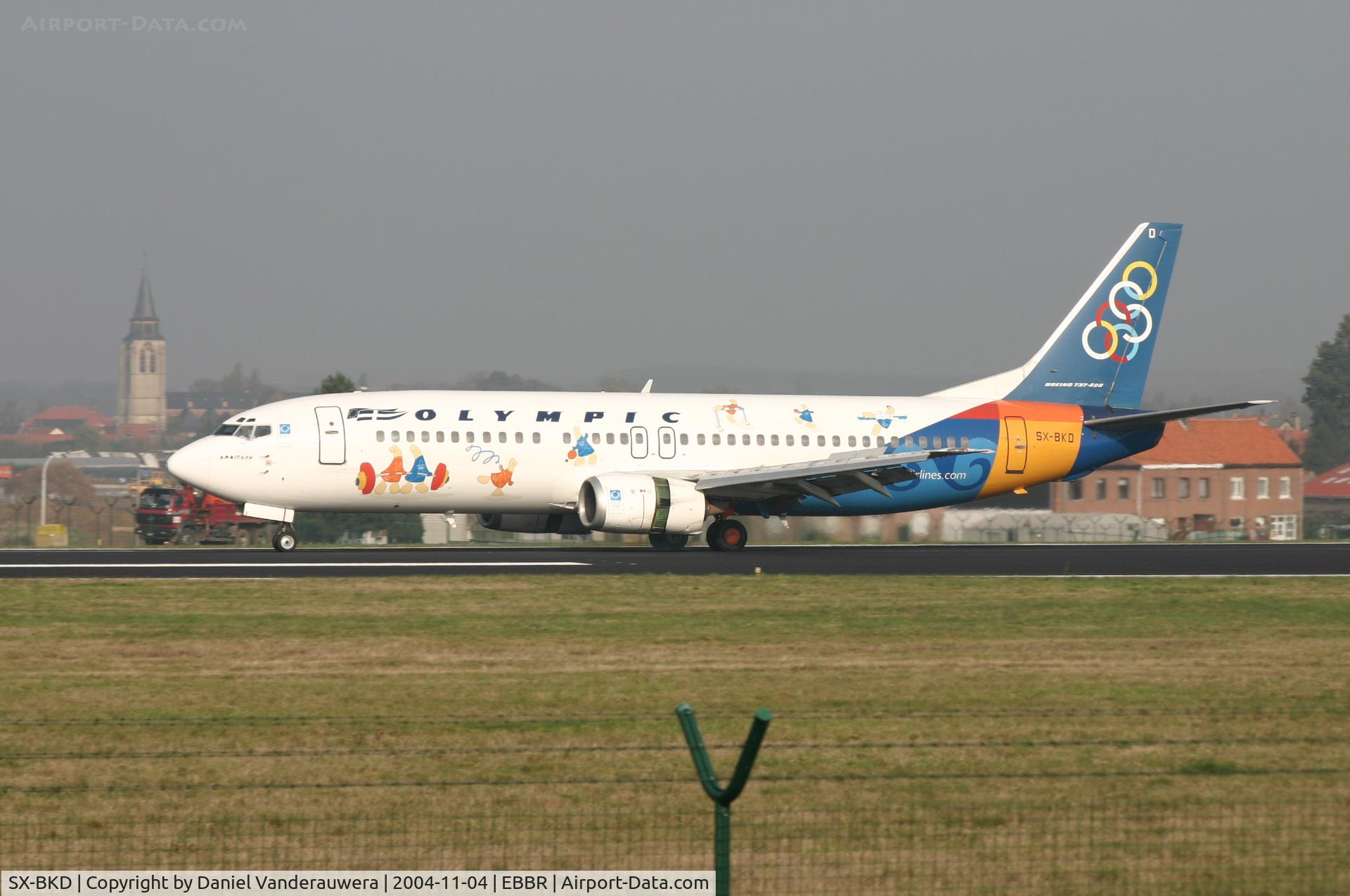 SX-BKD, 1991 Boeing 737-484 C/N 25362, flight OA145 just landed on rwy 25L