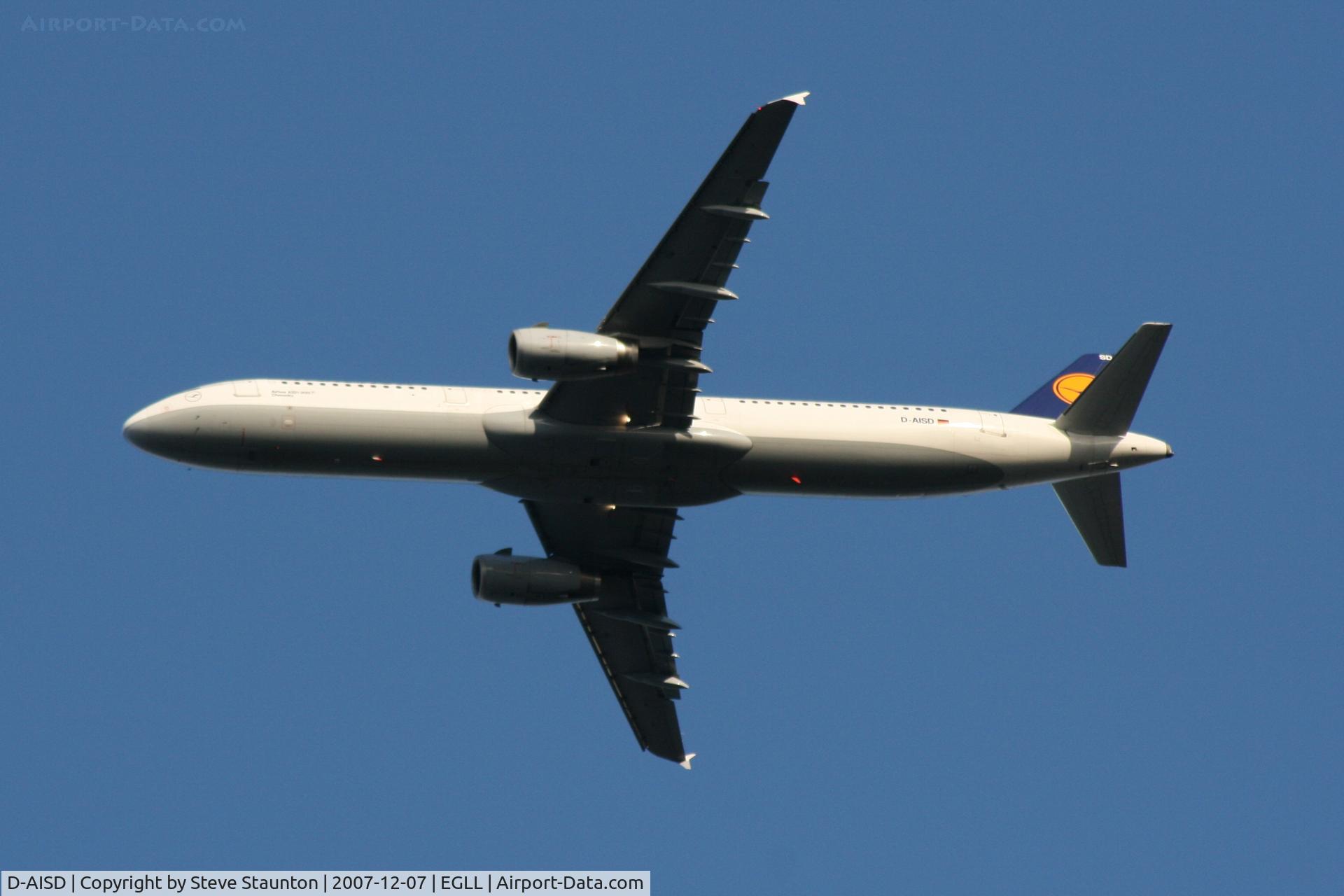 D-AISD, 2000 Airbus A321-231 C/N 1188, Taken at Heathrow Airport 07 December 2007