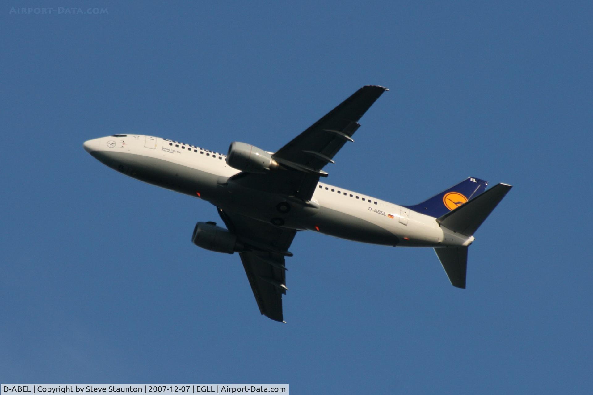 D-ABEL, 1991 Boeing 737-330 C/N 25415, Taken at Heathrow Airport 07 December 2007