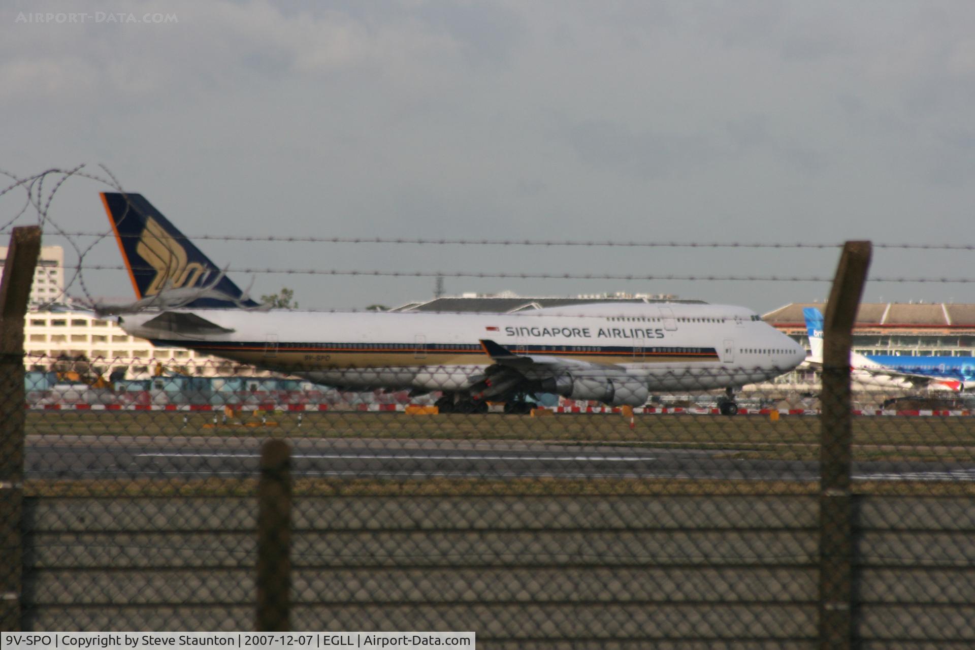 9V-SPO, 2001 Boeing 747-412 C/N 28028, Taken at Heathrow Airport 07 December 2007