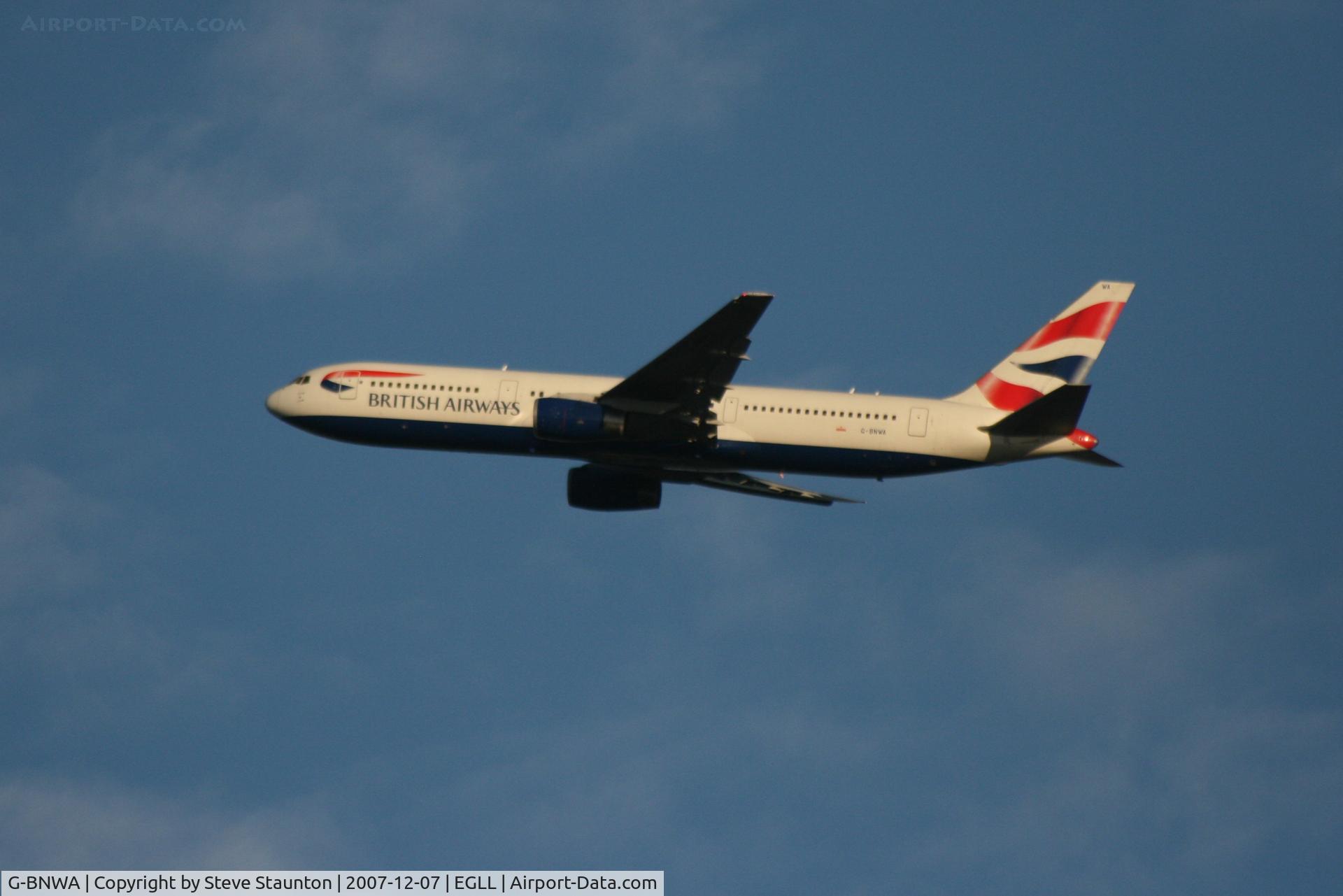 G-BNWA, 1989 Boeing 767-336 C/N 24333, Taken at Heathrow Airport 07 December 2007