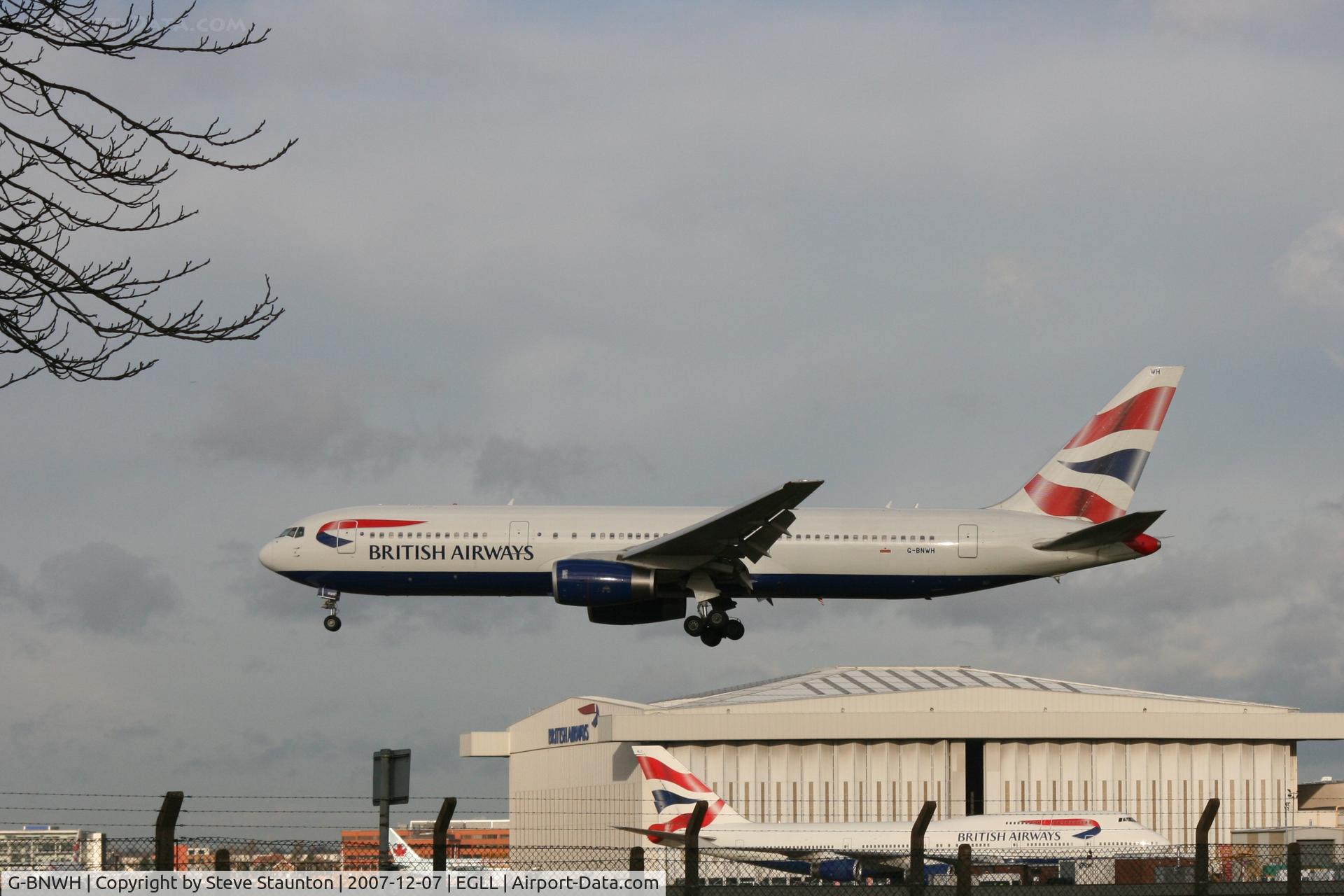 G-BNWH, 1990 Boeing 767-336 C/N 24340, Taken at Heathrow Airport 07 December 2007