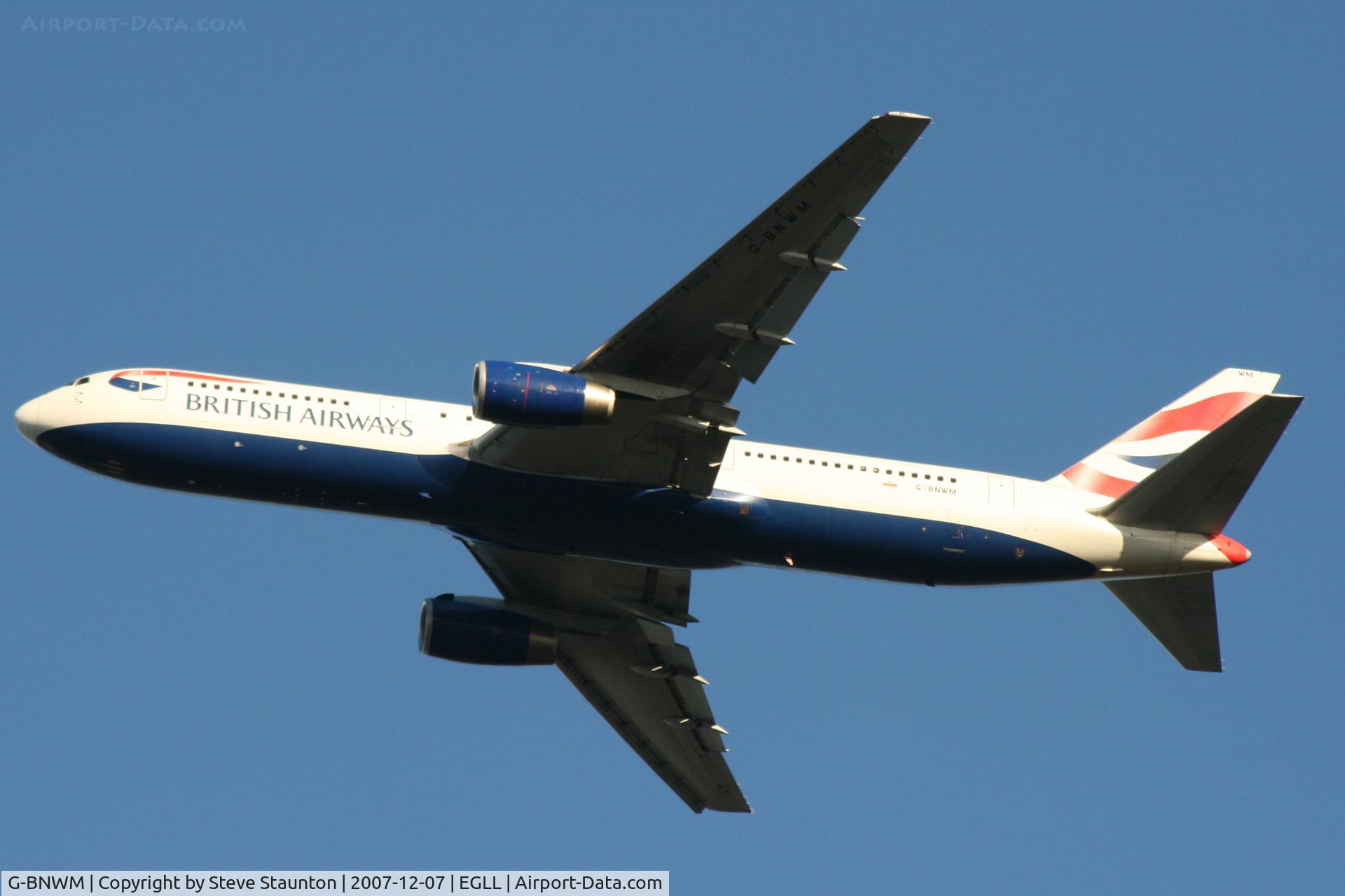 G-BNWM, 1991 Boeing 767-336 C/N 25204, Taken at Heathrow Airport 07 December 2007