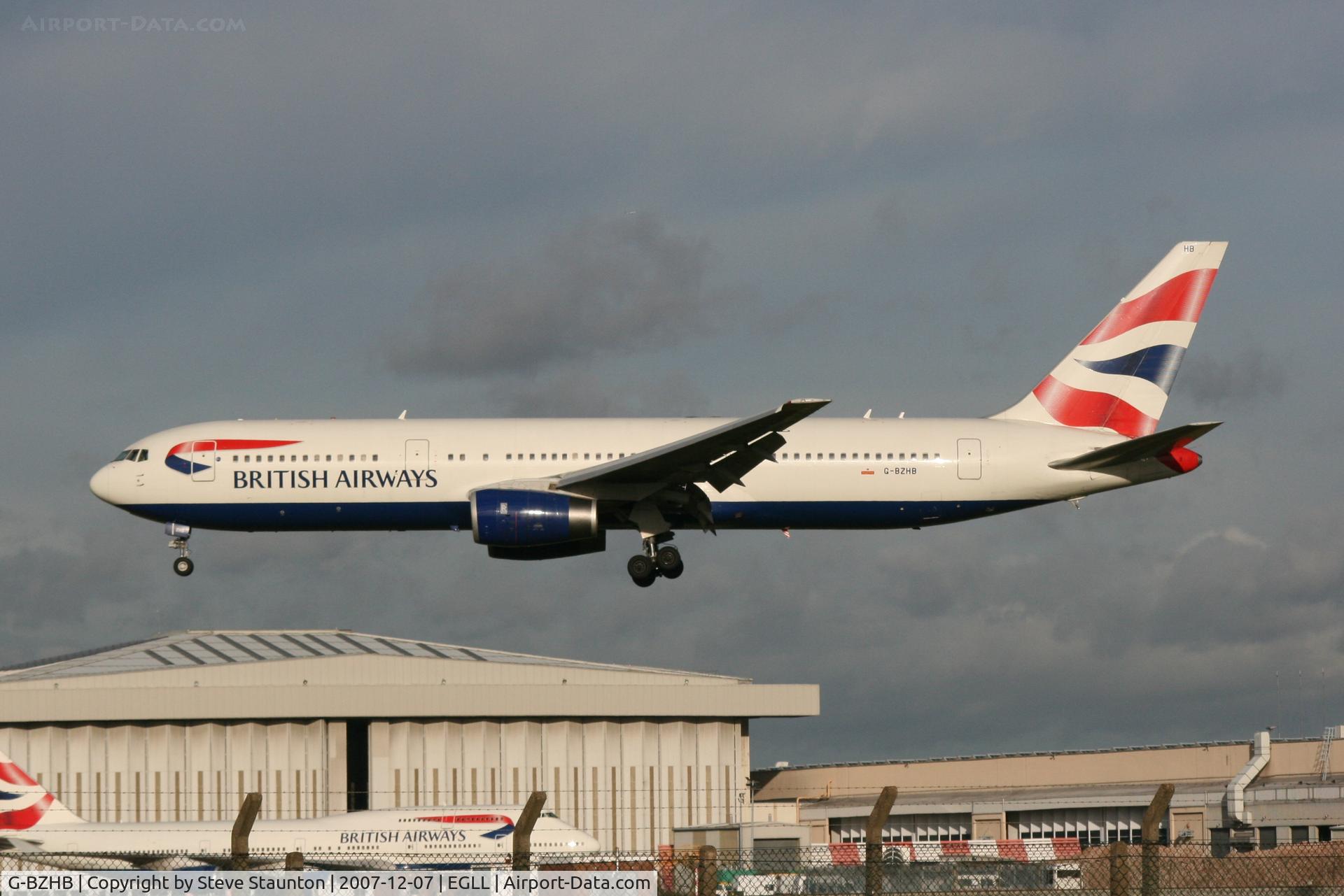 G-BZHB, 1998 Boeing 767-336 C/N 29231, Taken at Heathrow Airport 07 December 2007