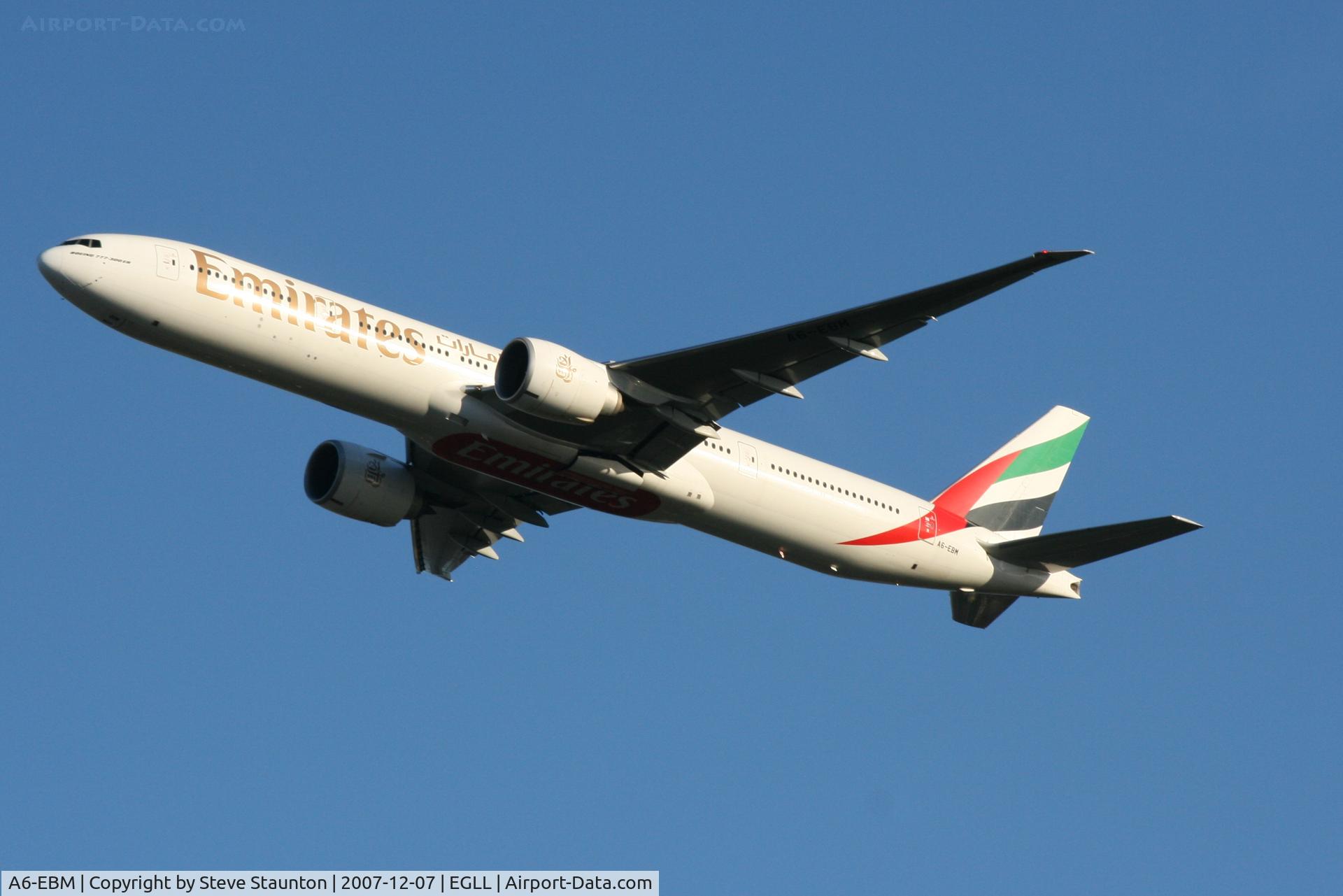 A6-EBM, 2006 Boeing 777-31H/ER C/N 34482, Taken at Heathrow Airport 07 December 2007