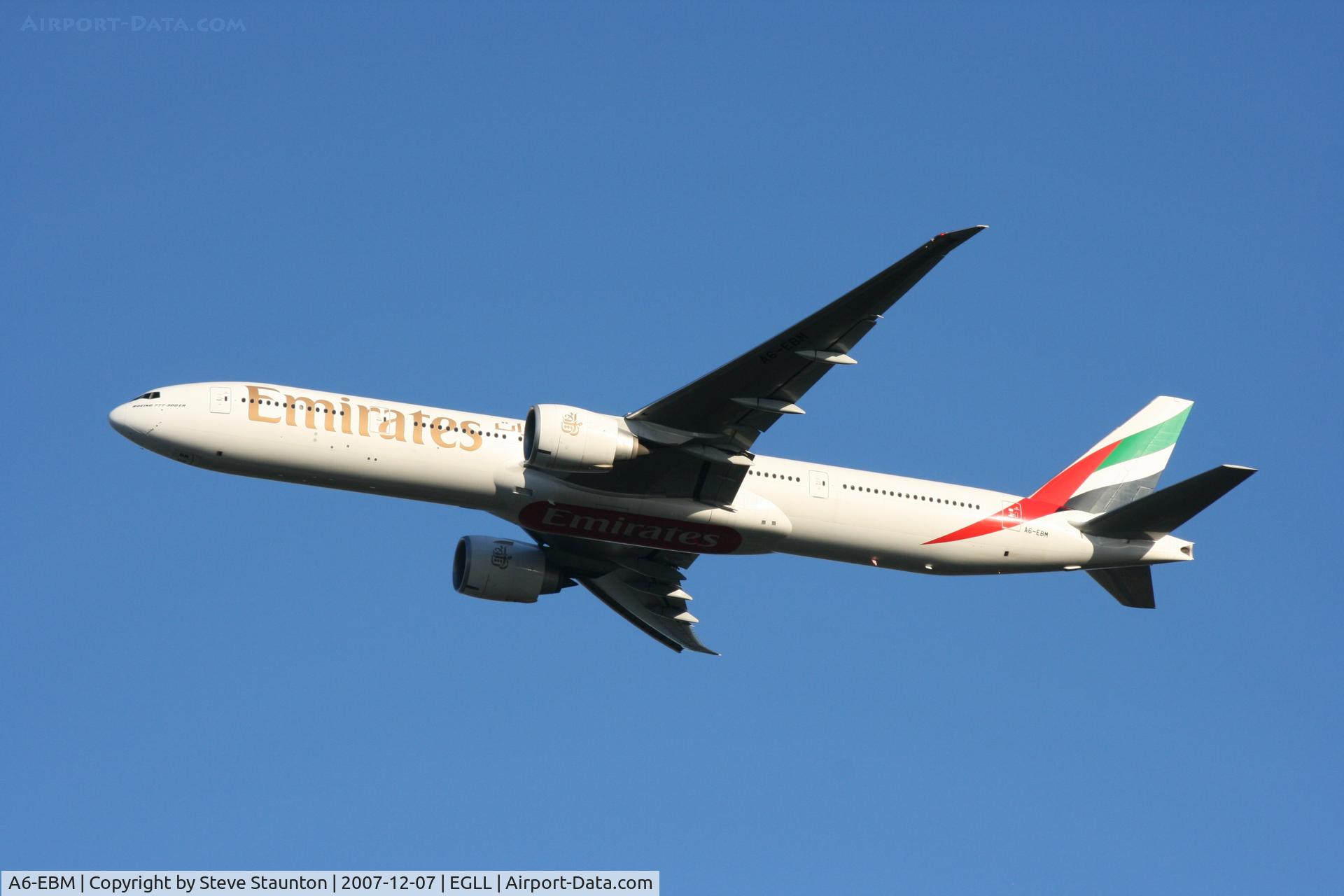 A6-EBM, 2006 Boeing 777-31H/ER C/N 34482, Taken at Heathrow Airport 07 December 2007
