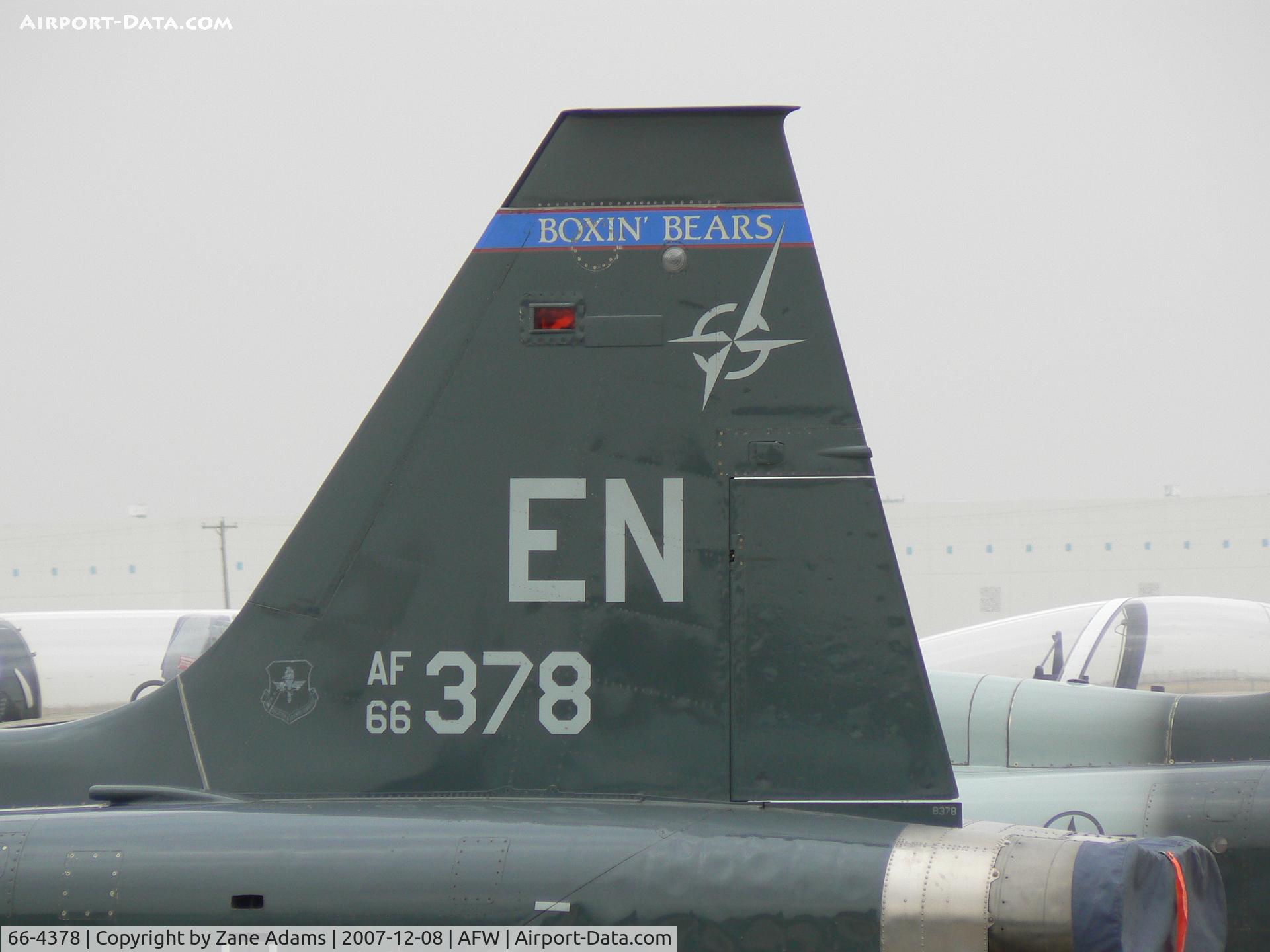 66-4378, 1966 Northrop T-38C Talon C/N T.6009, On the ramp at Alliance Ft. Worth - Tail shot only because of parking formation