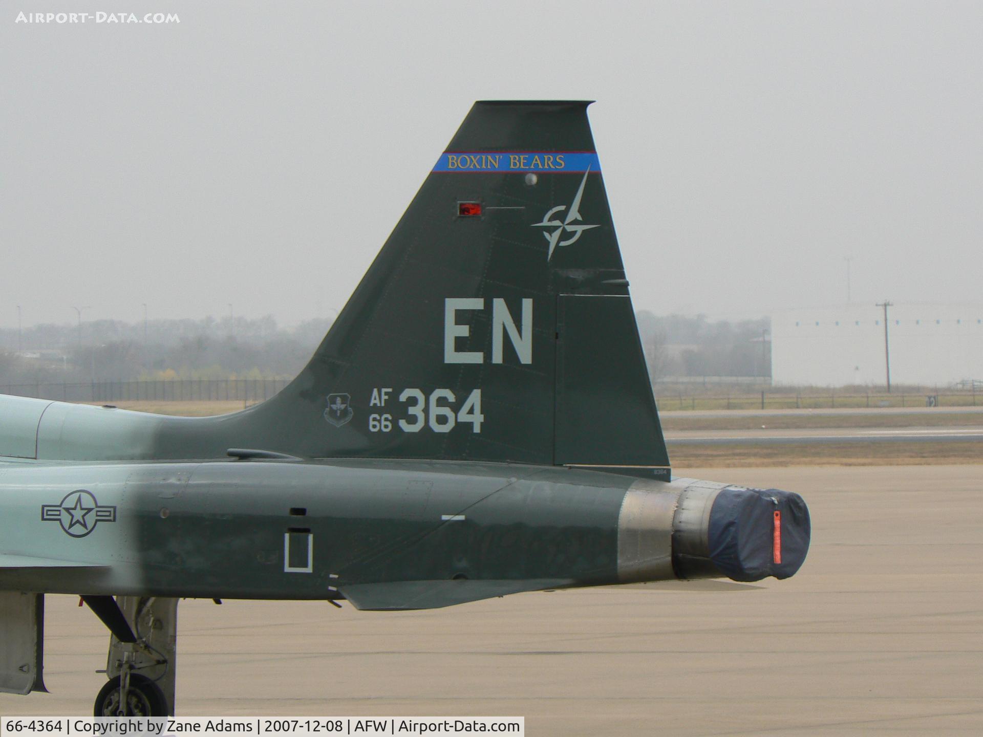 66-4364, 1966 Northrop T-38A Talon C/N N.5795, On the ramp at Alliance Ft. Worth - Tail shot only because of parking formation