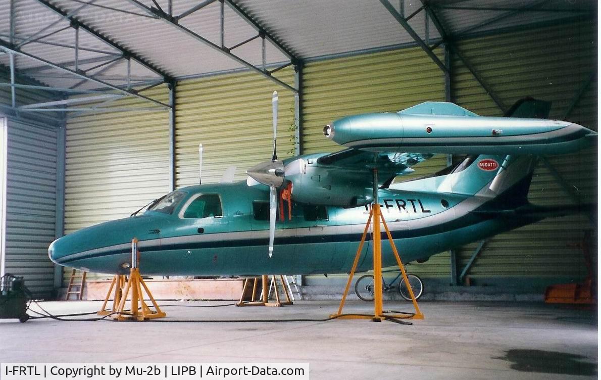 I-FRTL, 1981 Mitsubishi MU-2B-40 Solitaire C/N 454 S.A., I flew many times on this little turboprop pictured in the early 90's by F.P.Now this plane is for sale in Usa under the registration N19GA.It was owned by the ex Chiefman of Bugatti Auto in Italy.For me it's the best paint scheme ever seen on a Mu-2b.