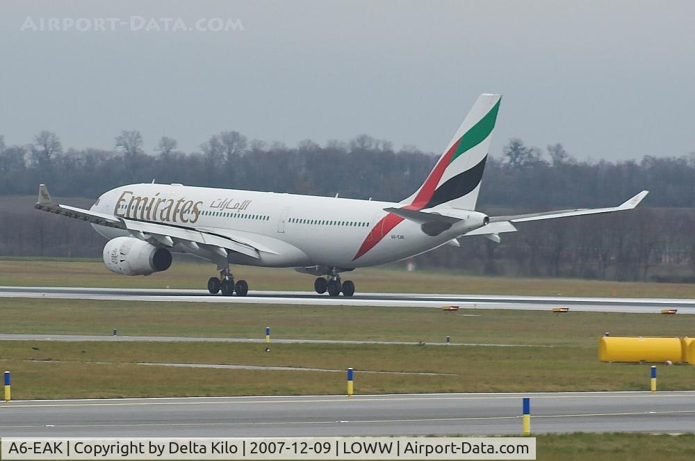 A6-EAK, 2002 Airbus A330-243 C/N 452, Emirates A330 touch down  rwy11