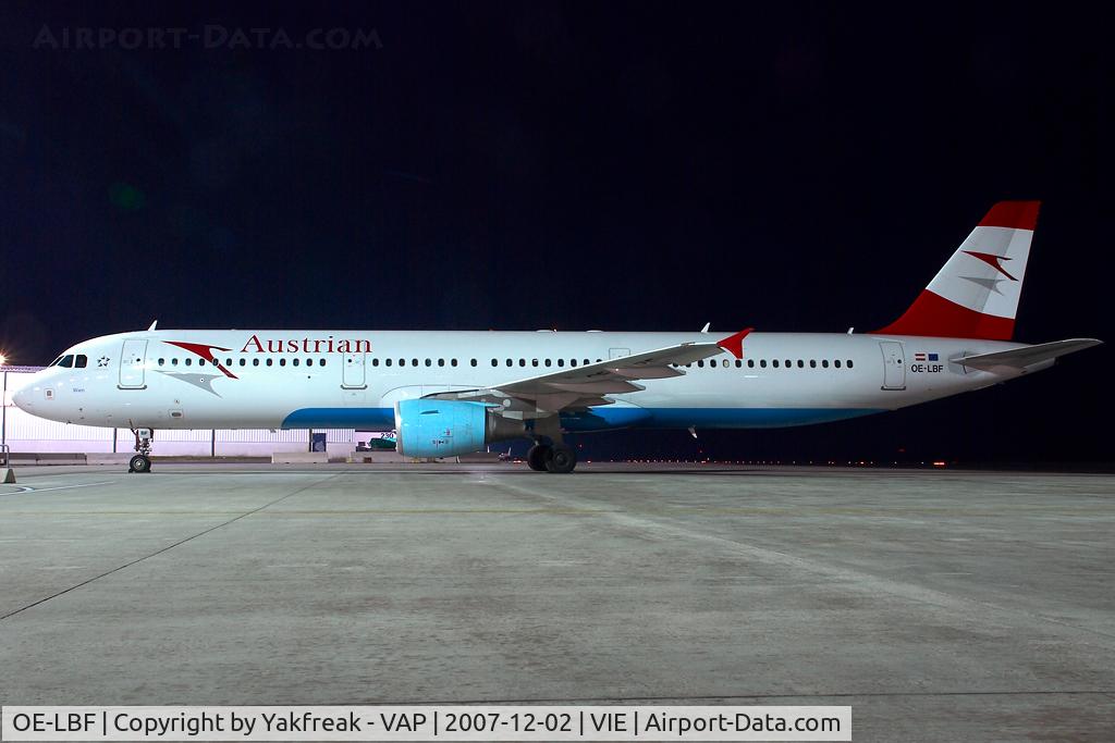 OE-LBF, 2001 Airbus A321-211 C/N 1458, Austrian Airlines Airbus A321