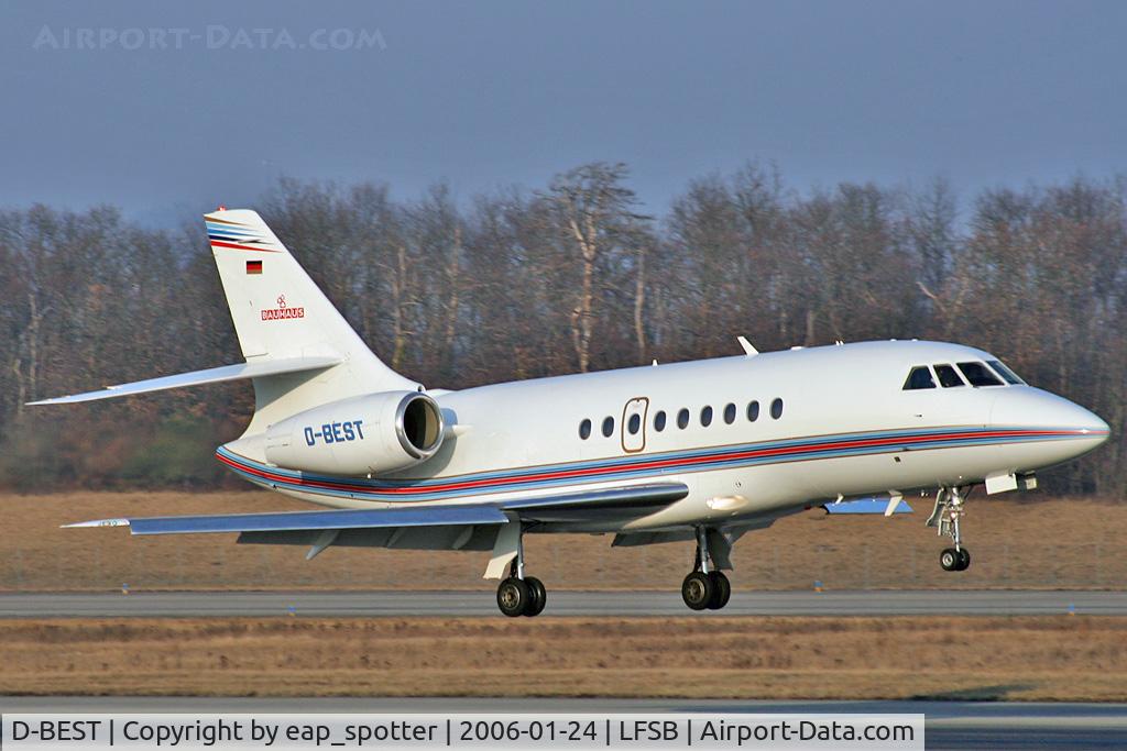 D-BEST, 1997 Dassault Falcon 2000EX C/N 50, landing on rwy 16 - ex F-WWME