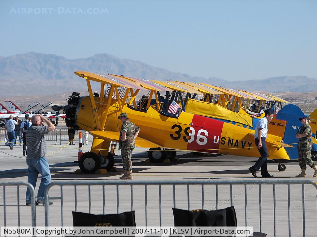 N5580M, 1943 Boeing B75N1 C/N 75-7755, Westminster, California / 1943 Boeing B75N1 - My son took this photo. I love the 'people' action going on here...