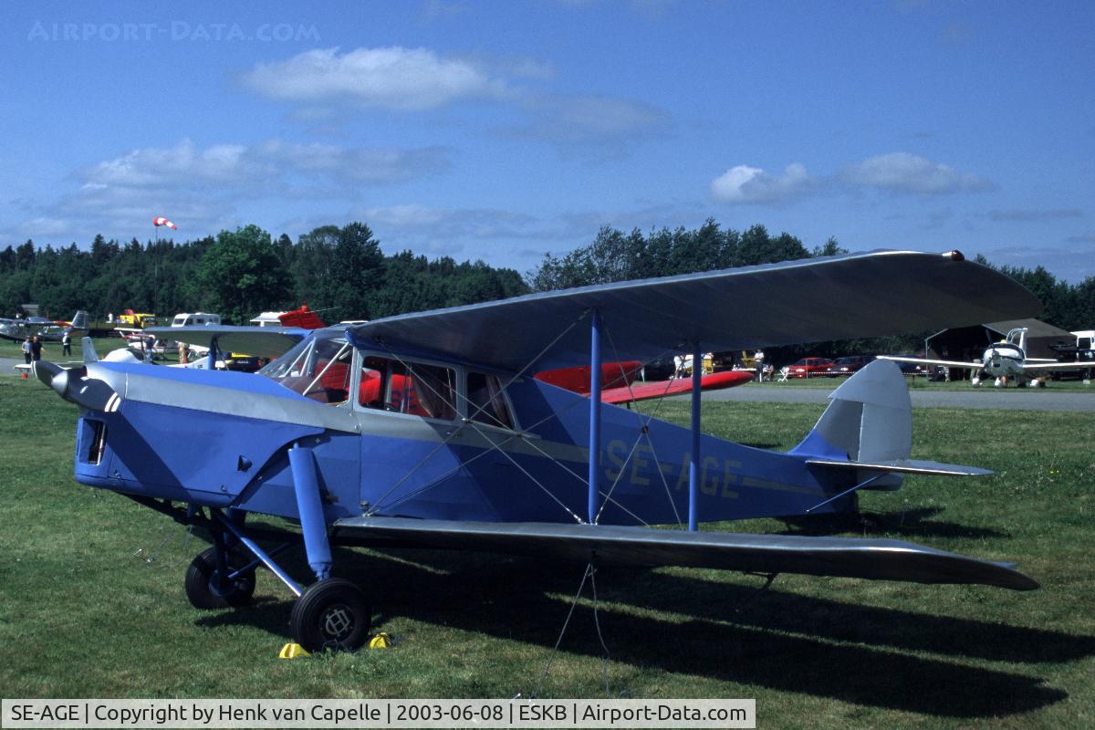 SE-AGE, 1937 De Havilland DH.87B Hornet Moth C/N 8136-80, Hornet Moth during the 2003 Swedish EAA fly-in at Barkarby, Stockholm.