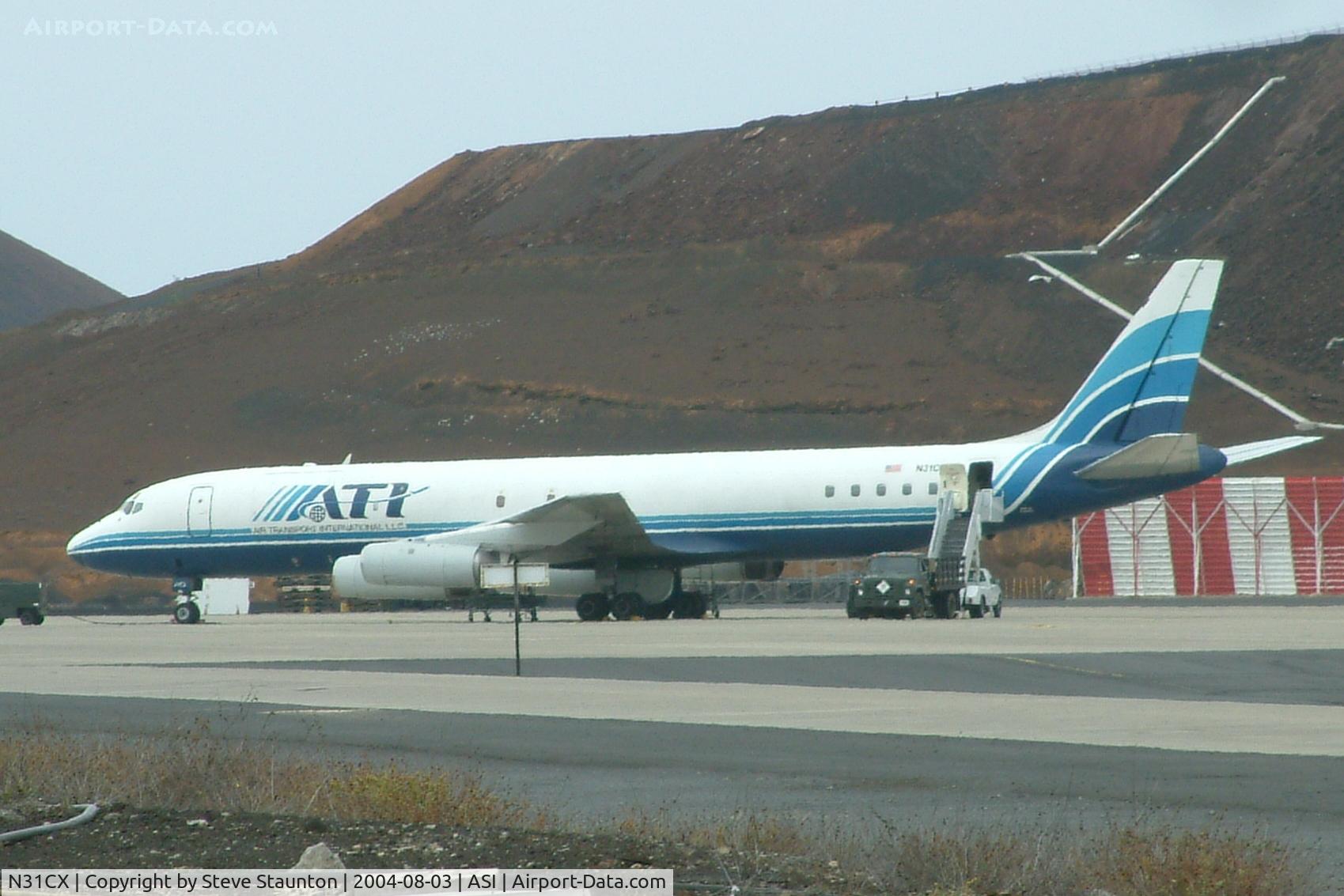 N31CX, 1967 Douglas DC-8-62CF C/N 45911, Taken on Ascension Island 3rd August 2004