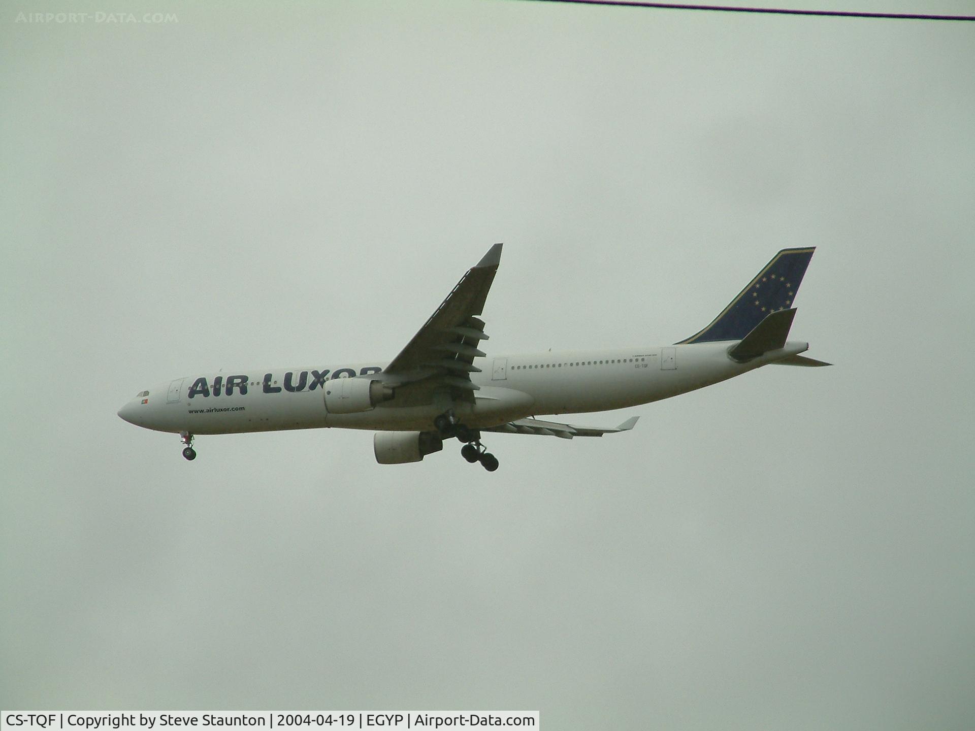 CS-TQF, 1995 Airbus A330-322 C/N 87, Taken on approach to Mount Pleasant Airport, Falkland Islands 19th April 2004
