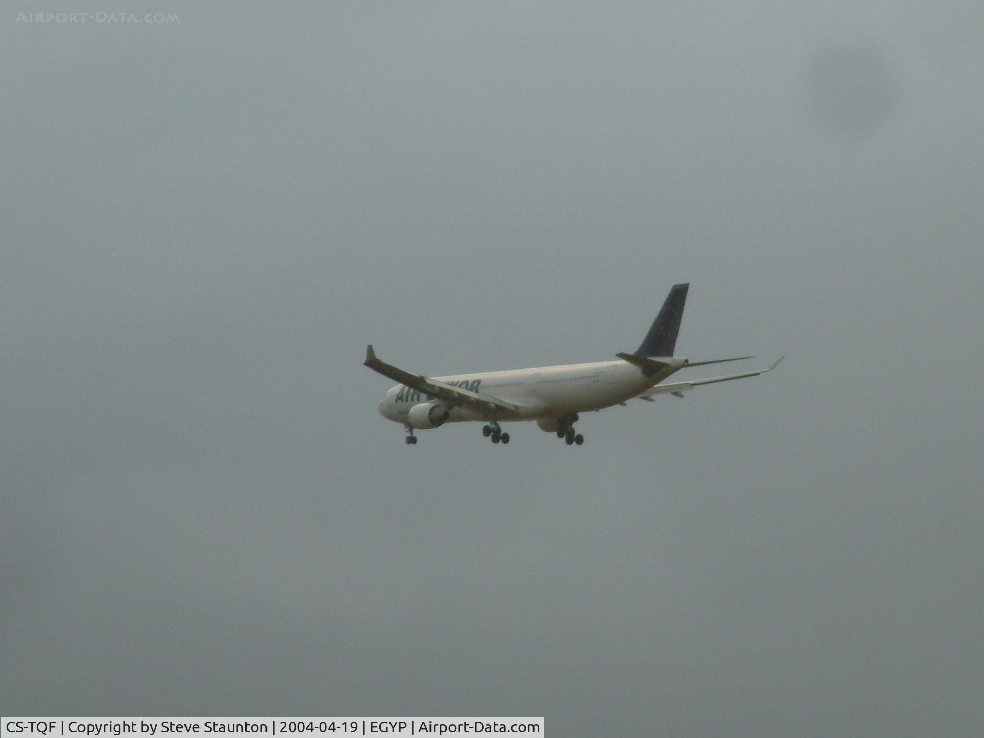 CS-TQF, 1995 Airbus A330-322 C/N 87, Taken on approach to Mount Pleasant Airport, Falkland Islands 19th April 2004