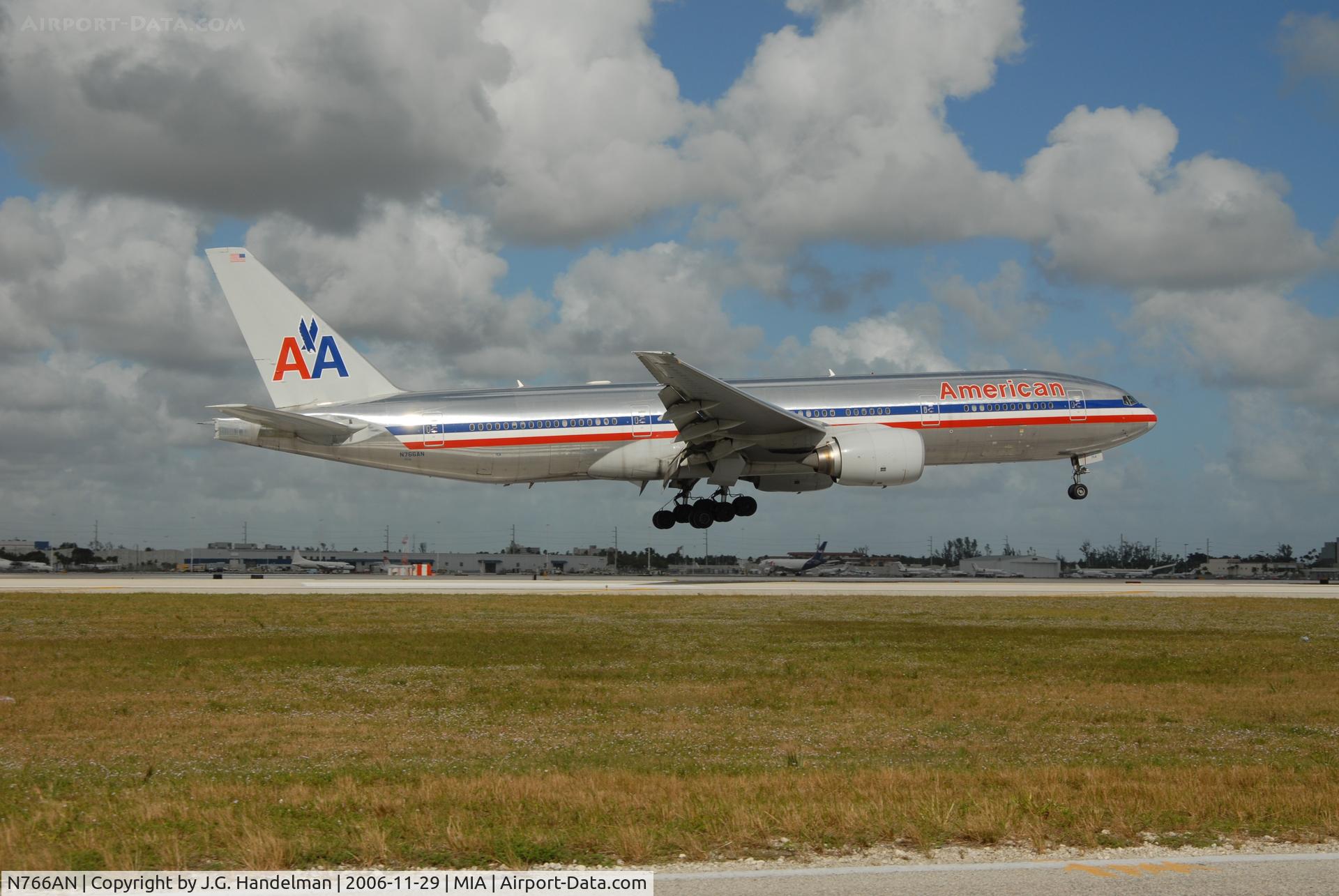 N766AN, 2003 Boeing 777-223/ER C/N 32880, Landing at  MIA IAP