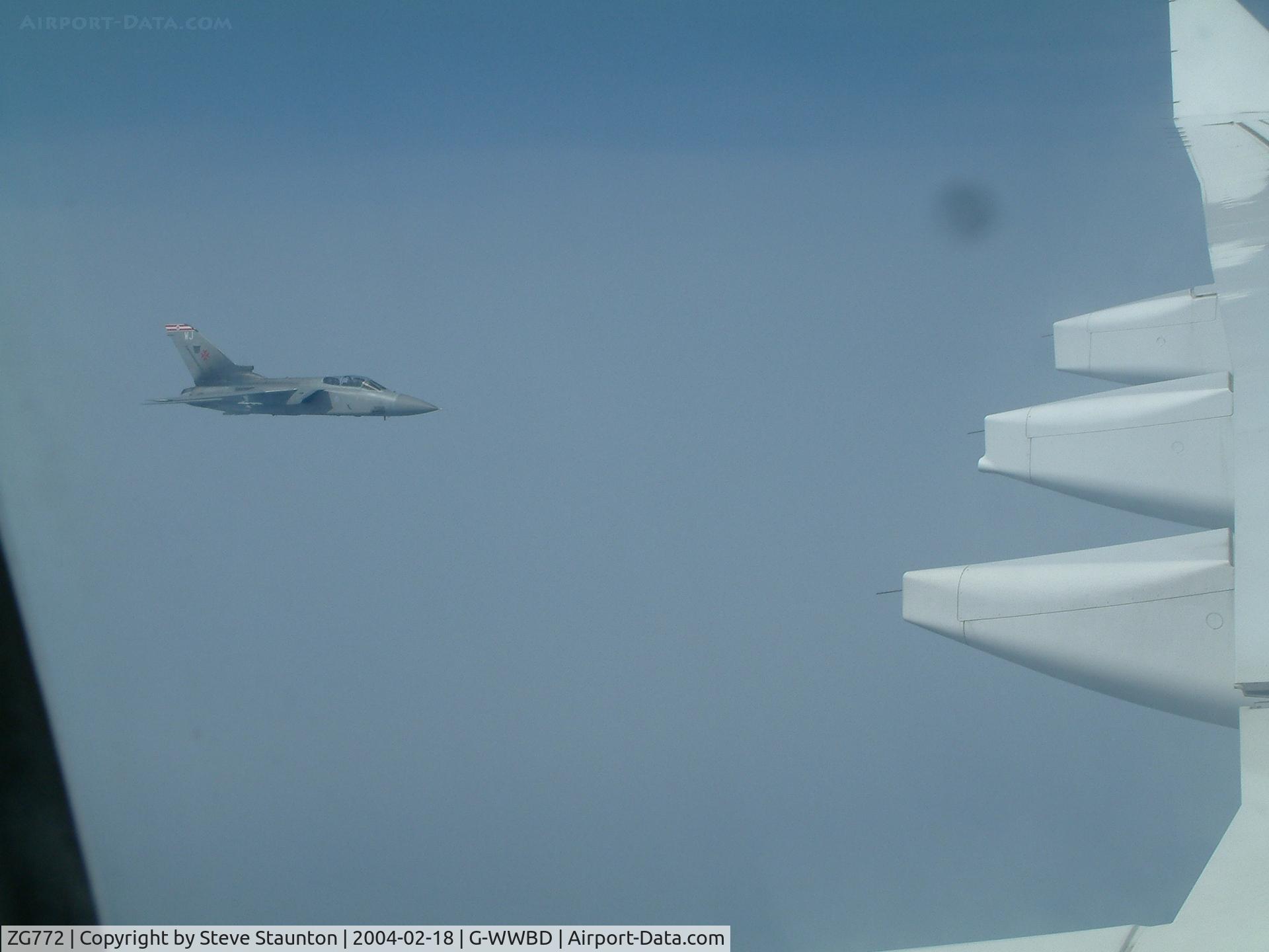 ZG772, Panavia Tornado F.3 C/N 899/AS137/3443, Taken from inside Airbus A330 G-WWBD on arrival to the Falkland Islands 18th February 2004