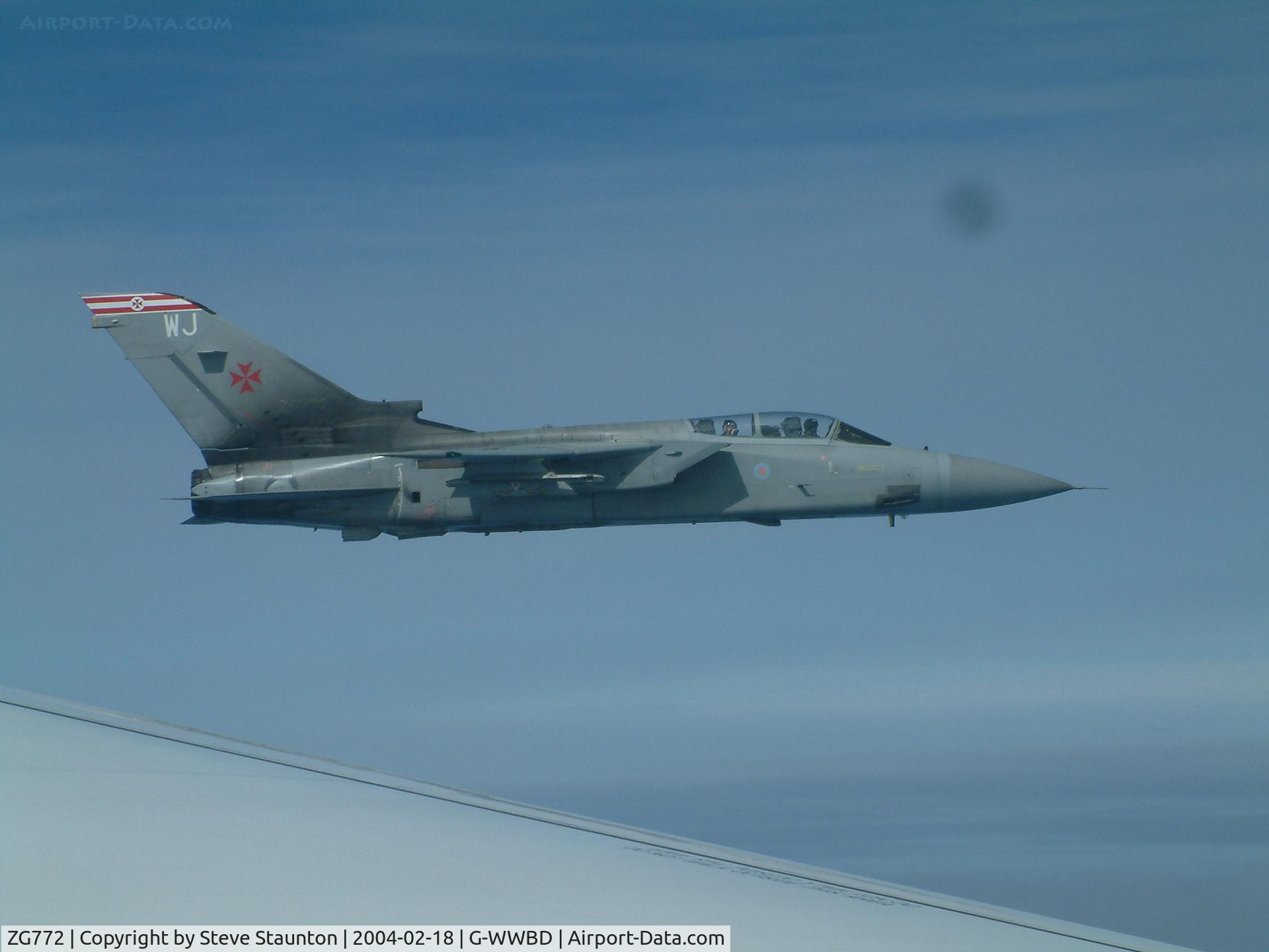 ZG772, Panavia Tornado F.3 C/N 899/AS137/3443, Taken from inside Airbus A330 G-WWBD on arrival to the Falkland Islands 18th February 2004