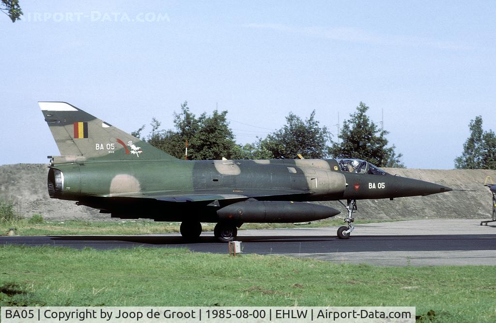 BA05, SABCA Mirage 5BA C/N 05, A regular visitor to Leeuwarden. Often these aircraft did visit the North Sea ranges at Vlieland or Terschelling first.