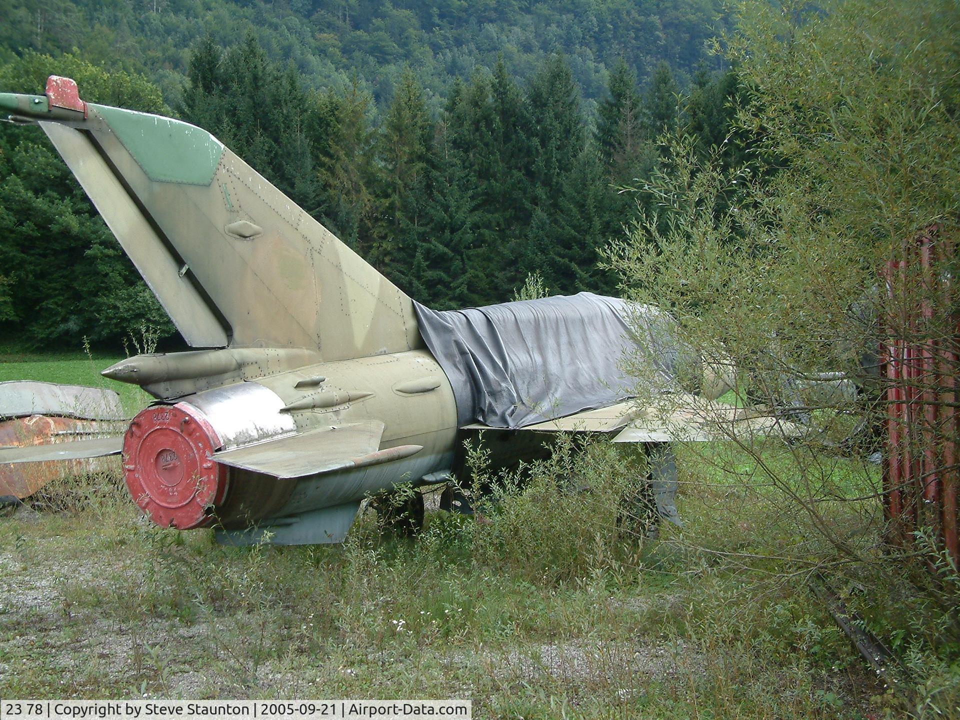 23 78, Mikoyan-Gurevich MiG-21UM C/N 02695163, Taken at Bad Ischl Museum, Austria 21st September 2005