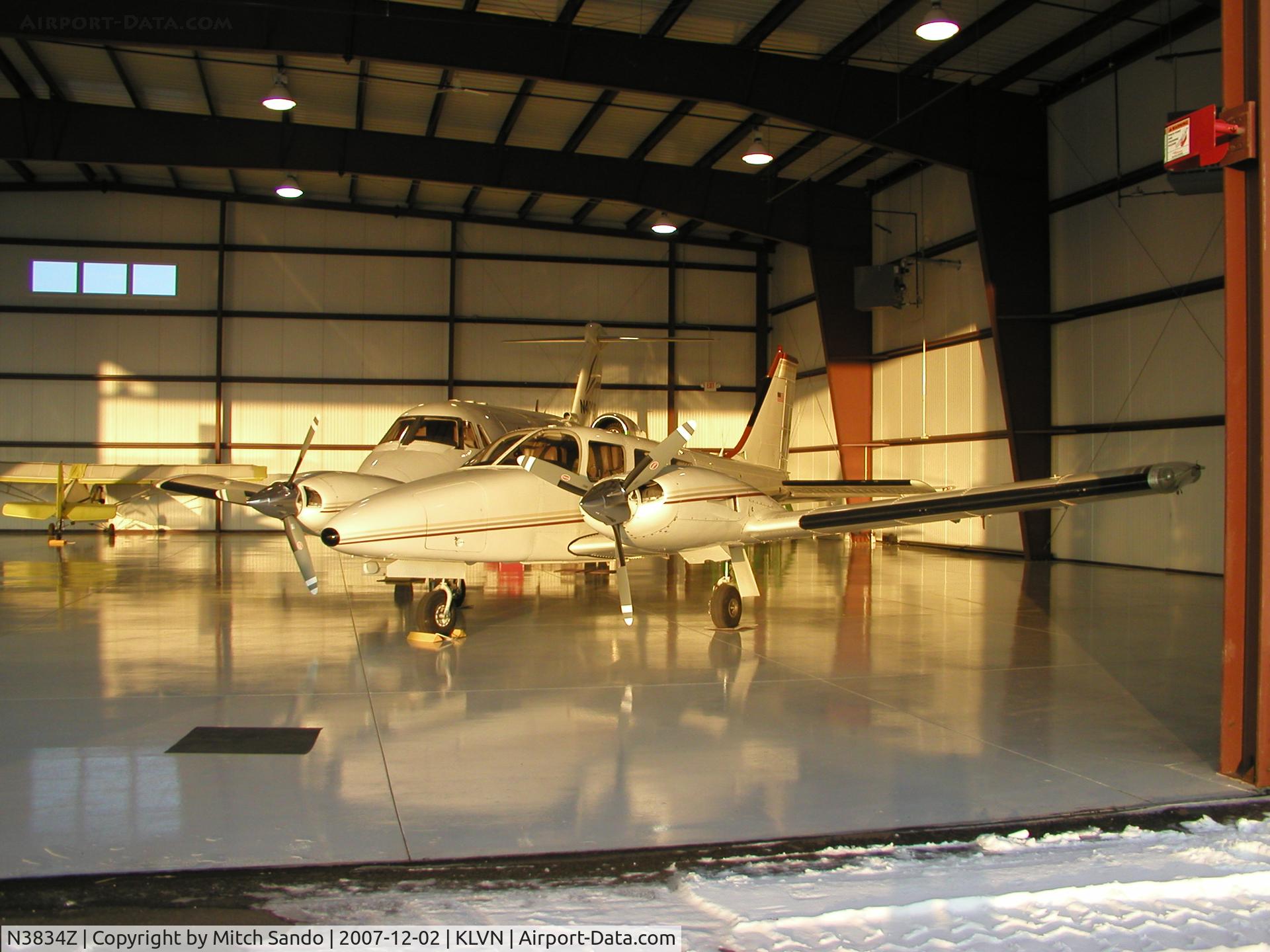 N3834Z, 1978 Piper PA-34-200T C/N 34-7870225, Parked inside the Aircraft Resource Center at Airlake.