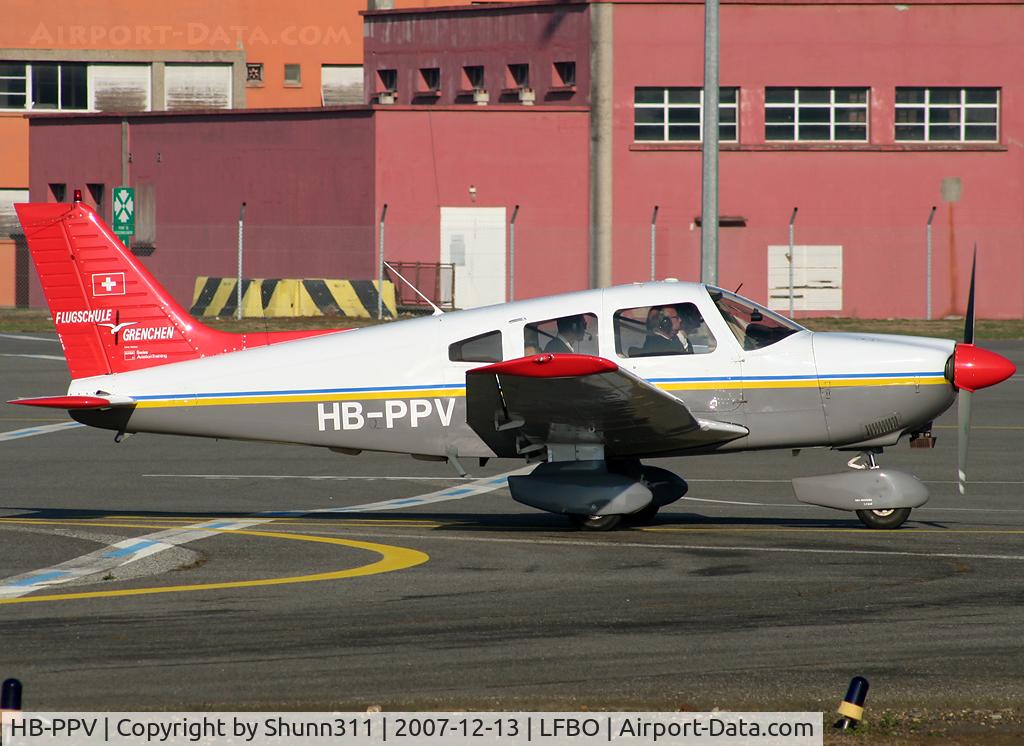 HB-PPV, 1989 Piper PA-28-181 Archer II C/N 28-90123, Arriving from a light flight and parked at the general aviation apron