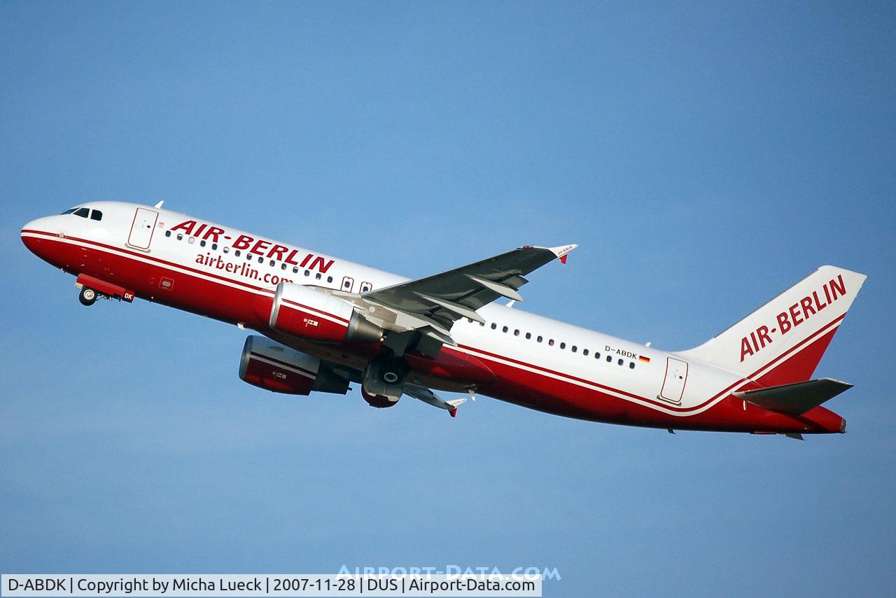 D-ABDK, 2006 Airbus A320-214 C/N 2968, Climbing out of Duesseldorf
