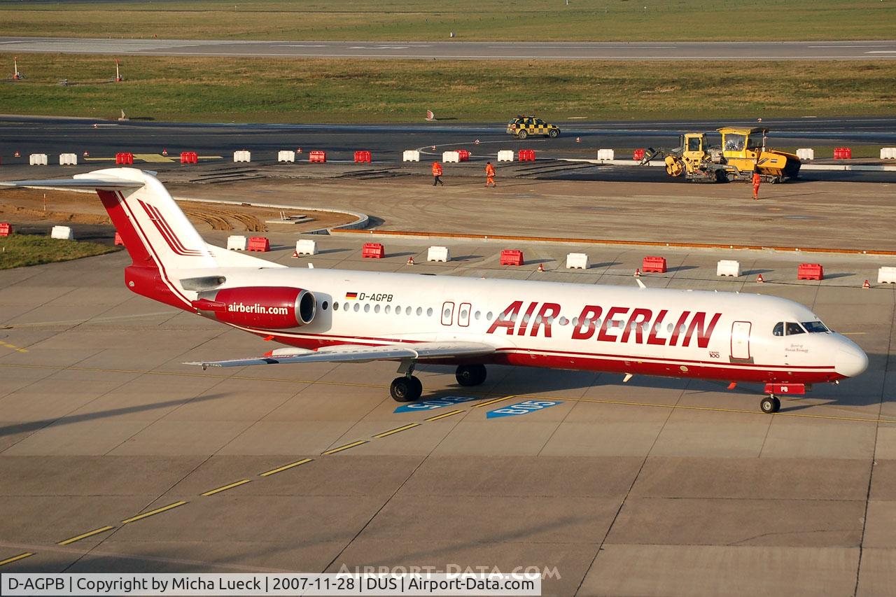 D-AGPB, 1989 Fokker 100 (F-28-0100) C/N 11278, Taxiing to the runway