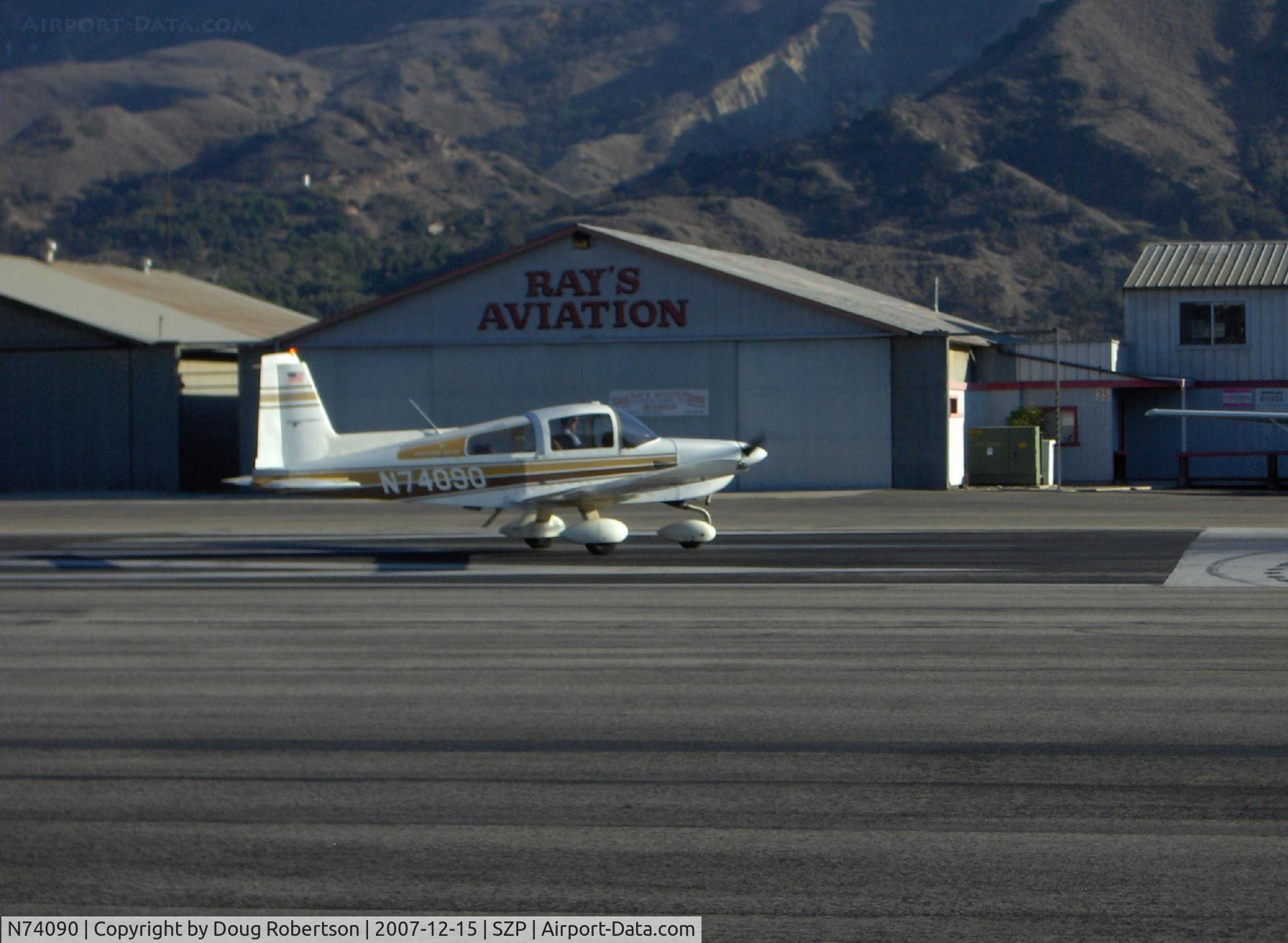 N74090, 1975 Grumman American AA-5B Tiger C/N AA5B-0126, 1975 Grumman American AA-5B TIGER, Lycoming O&VO-360 180 Hp, taxi turn to Rwy 22