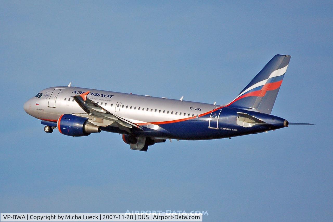 VP-BWA, 2003 Airbus A319-111 C/N 2052, bye bye Duesseldorf