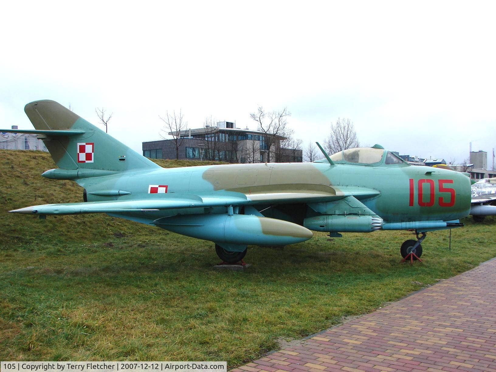 105, PZL-Mielec Lim-6bis C/N 1F-0105, PZL-Mielec LIM6Bis basically Mig-17s built under licence in Poland This version first flew in 1963 and this example is preserved at the Poland Aviation Museum in Krakow