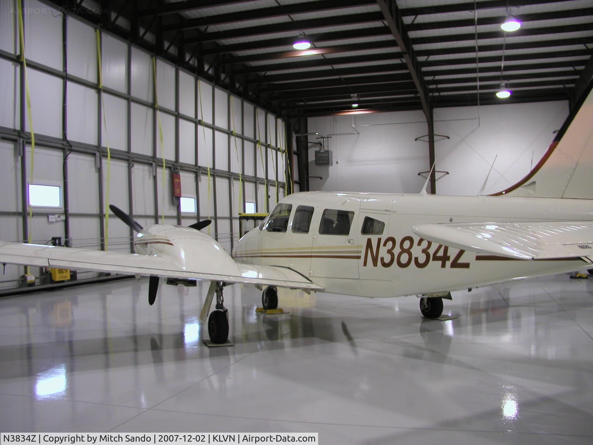 N3834Z, 1978 Piper PA-34-200T C/N 34-7870225, Parked inside the Aircraft Resource Center at Airlake.