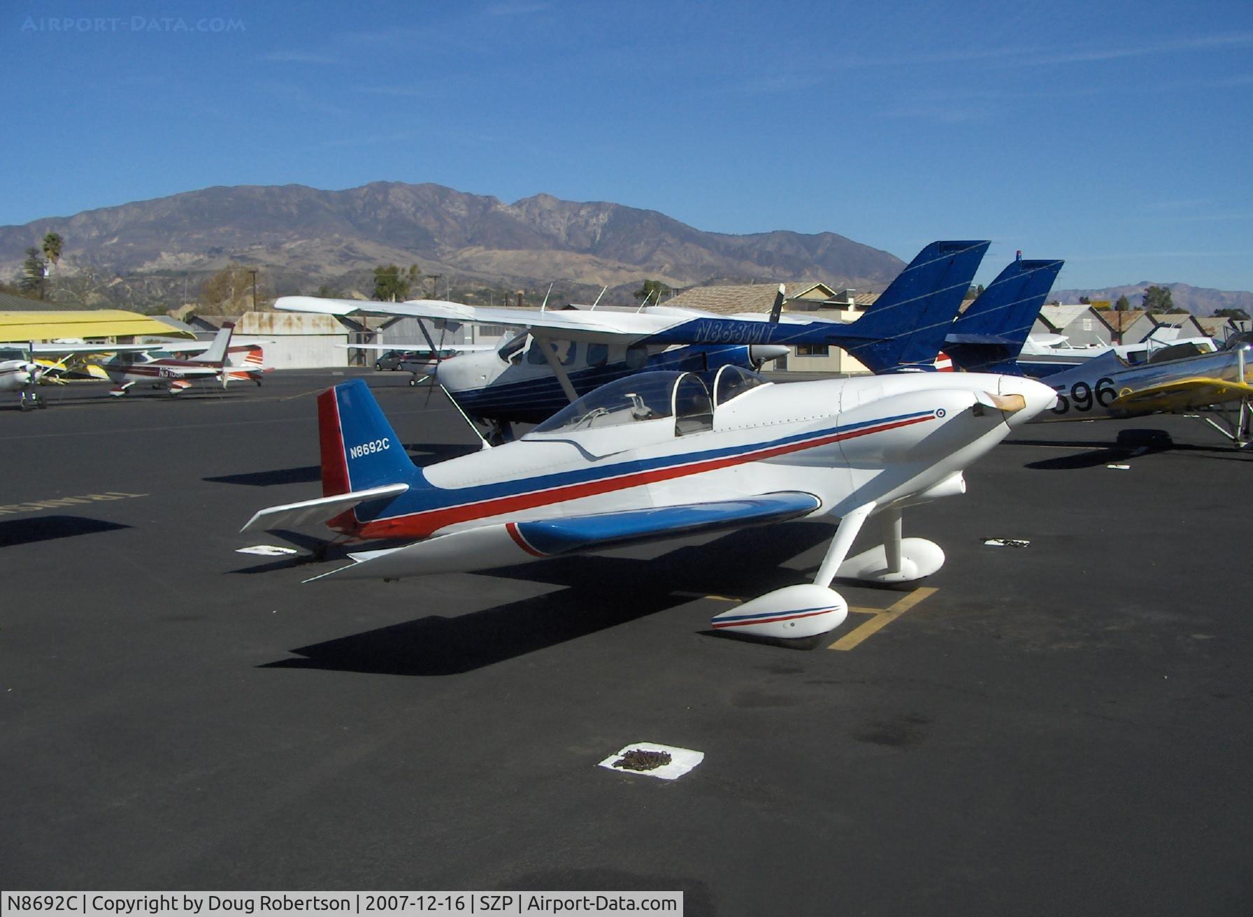 N8692C, 1992 Vans RV-3 C/N 001, 1992 Cullum VAN's RV-3, Lycoming O-290 135 Hp