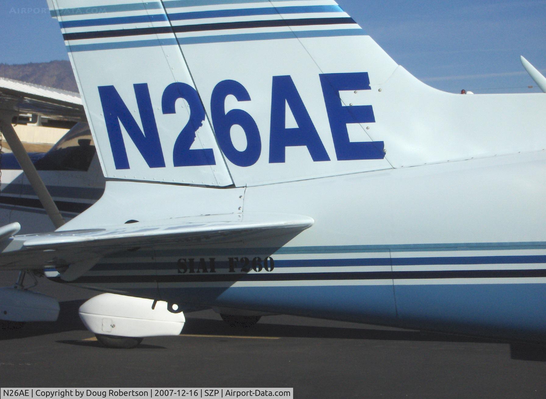 N26AE, 1976 SIAI-Marchetti SF-260B C/N 230/21-06, 1976 Siai-Marchetti SF.260B, Lycoming O-540-E4A5 260 Hp, tail