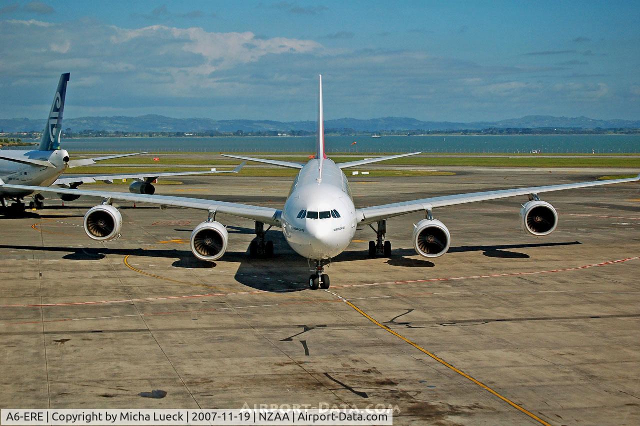 A6-ERE, 2004 Airbus A340-541 C/N 572, Arriviving at the gate