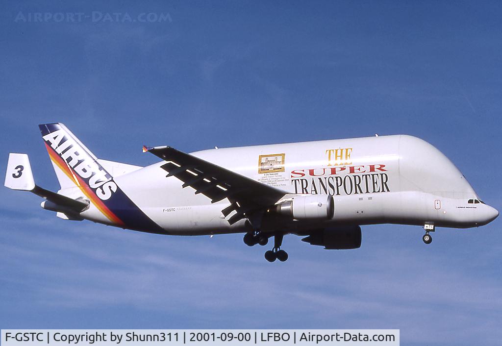 F-GSTC, 1997 Airbus A300B4-608ST Super Transporter C/N 765, Landing rwy 14R with additional 'Il Dio Nascosto' patch