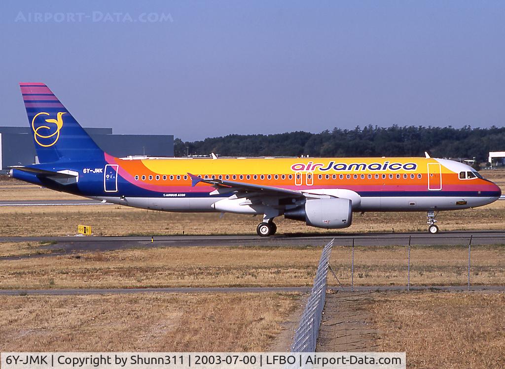 6Y-JMK, 2003 Airbus A320-214 C/N 2048, Rolling holding point rwy 14L for delivery flight from Airbus