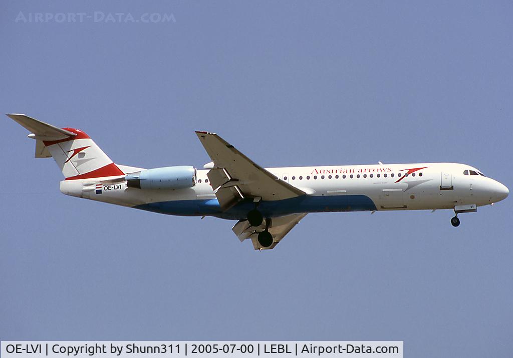 OE-LVI, 1993 Fokker 100 (F-28-0100) C/N 11468, Landing rwy 25R