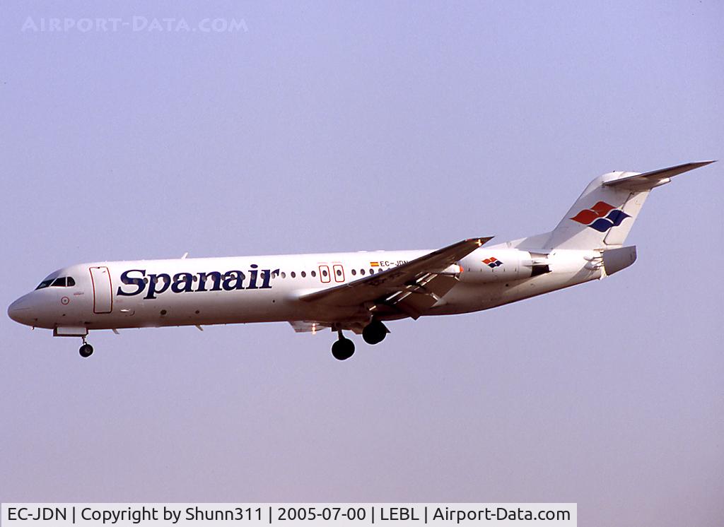 EC-JDN, 1991 Fokker 100 (F-28-0100) C/N 11322, Landing rwy 25R