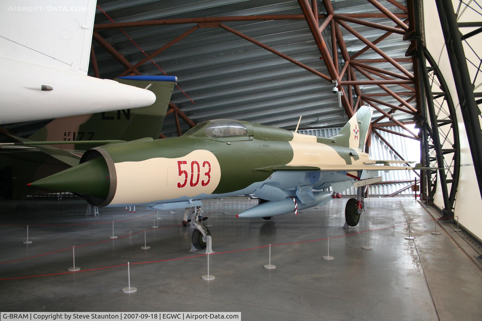 G-BRAM, 1966 Mikoyan-Gurevich MiG-21PF C/N 760503, Taken at Cosford 18th September 2007